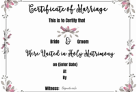 Fantastic Blank Marriage Certificate Template