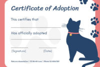 Fantastic Cat Adoption Certificate Templates