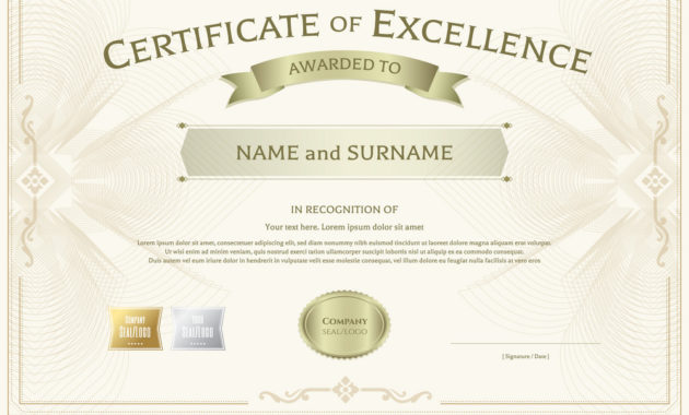 Fantastic Certificate Of Excellence Template Free Download