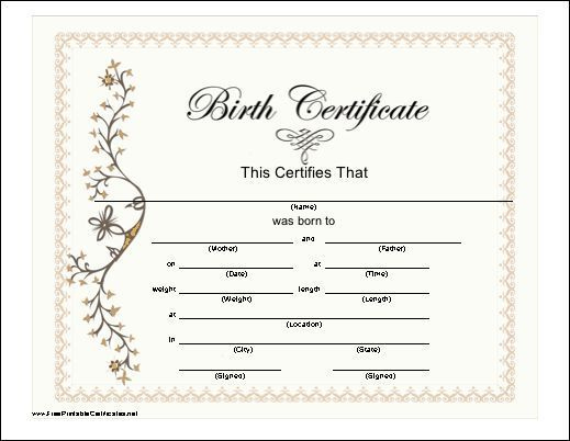 Fantastic Cute Birth Certificate Template