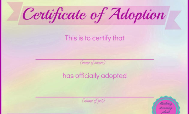 Fantastic Dog Adoption Certificate Template