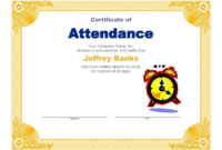 Fantastic Perfect Attendance Certificate Template Editable
