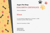 Fantastic Pet Birth Certificate Template