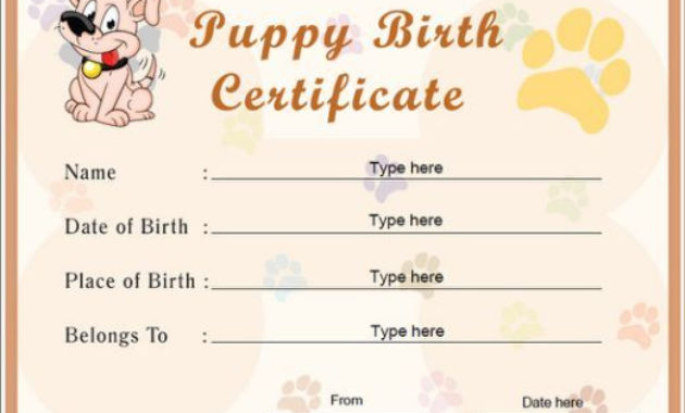 Fantastic Pet Birth Certificate Template 24 Choices