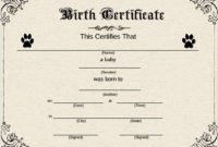Fantastic Pet Birth Certificate Templates Fillable