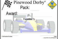 Fantastic Pinewood Derby Certificate Template