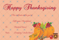Fantastic Thanksgiving Gift Certificate Template Free