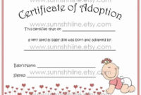 Fantastic Toy Adoption Certificate Template