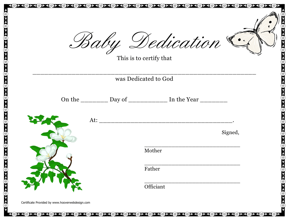 Fascinating Baby Dedication Certificate Templates