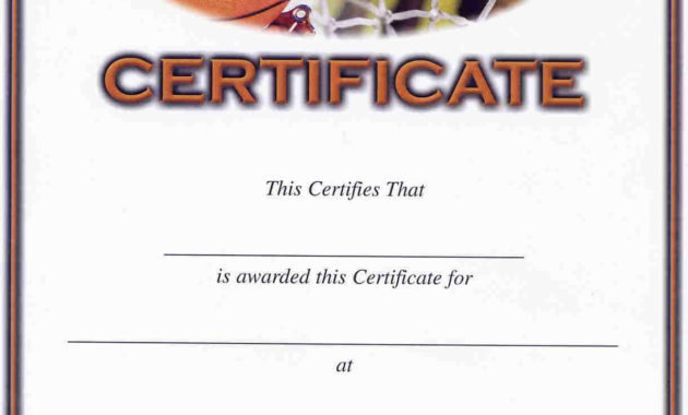 Fascinating Basketball Participation Certificate Template