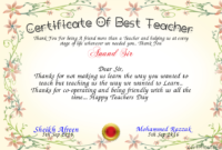 Fascinating Best Teacher Certificate Templates Free