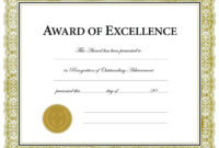 Fascinating Blank Certificate Of Achievement Template