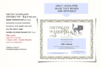 Fascinating Cat Adoption Certificate Template