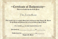 Fascinating Certificate Of Authenticity Templates