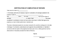 Fascinating Certificate Of Construction Completion Template