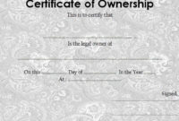 Fascinating Certificate Of Ownership Template