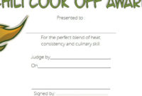 Fascinating Chili Cook Off Award Certificate Template Free