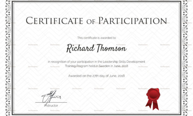 Fascinating Conference Participation Certificate Template