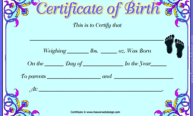 Fascinating Cute Birth Certificate Template