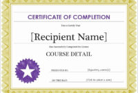 Fascinating Free Certificate Of Completion Template Word