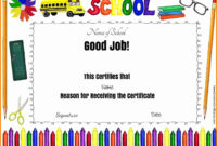 Fascinating Good Job Certificate Template Free