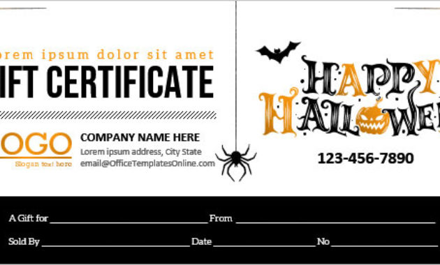 Fascinating Halloween Gift Certificate Template Free