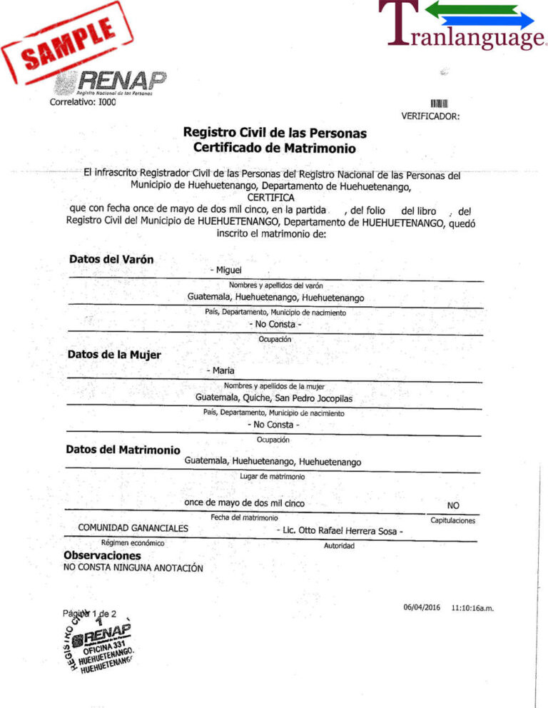 Fascinating Marriage Certificate Translation From Spanish To English Template