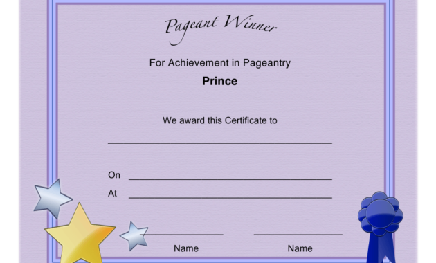 Fascinating Pageant Certificate Template