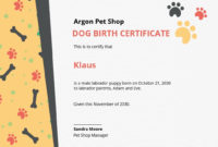 Fascinating Puppy Birth Certificate Template