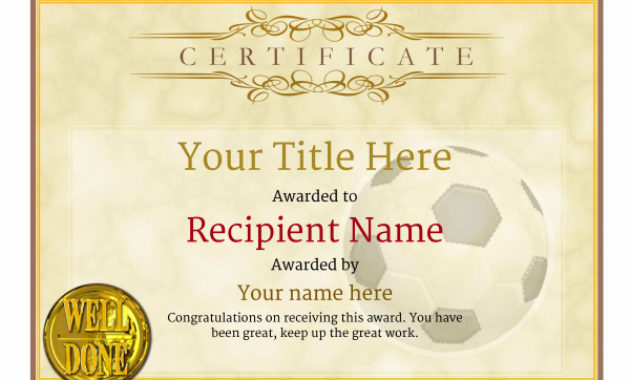 Fascinating Soccer Certificate Template Free