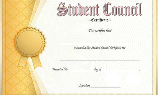 Fascinating Student Council Certificate Template Free