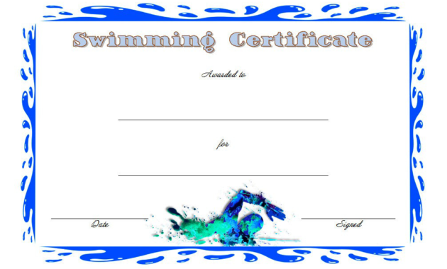 Fascinating Swimming Award Certificate Template
