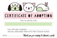 Fascinating Toy Adoption Certificate Template