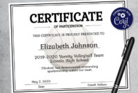 Fascinating Volleyball Certificate Template Free
