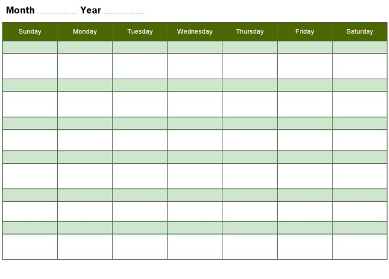 Top Blank Activity Calendar Template Sparklingstemware