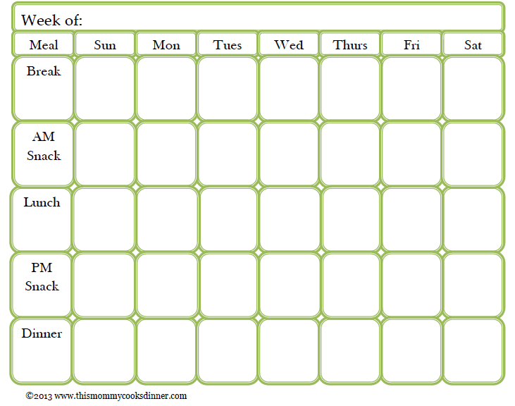 Free Blank Meal Plan Template