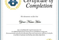 Free Certification Of Completion Template