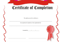 Free Certification Of Completion Template