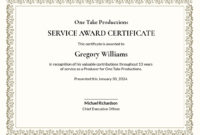 Free Employee Certificate Of Service Template