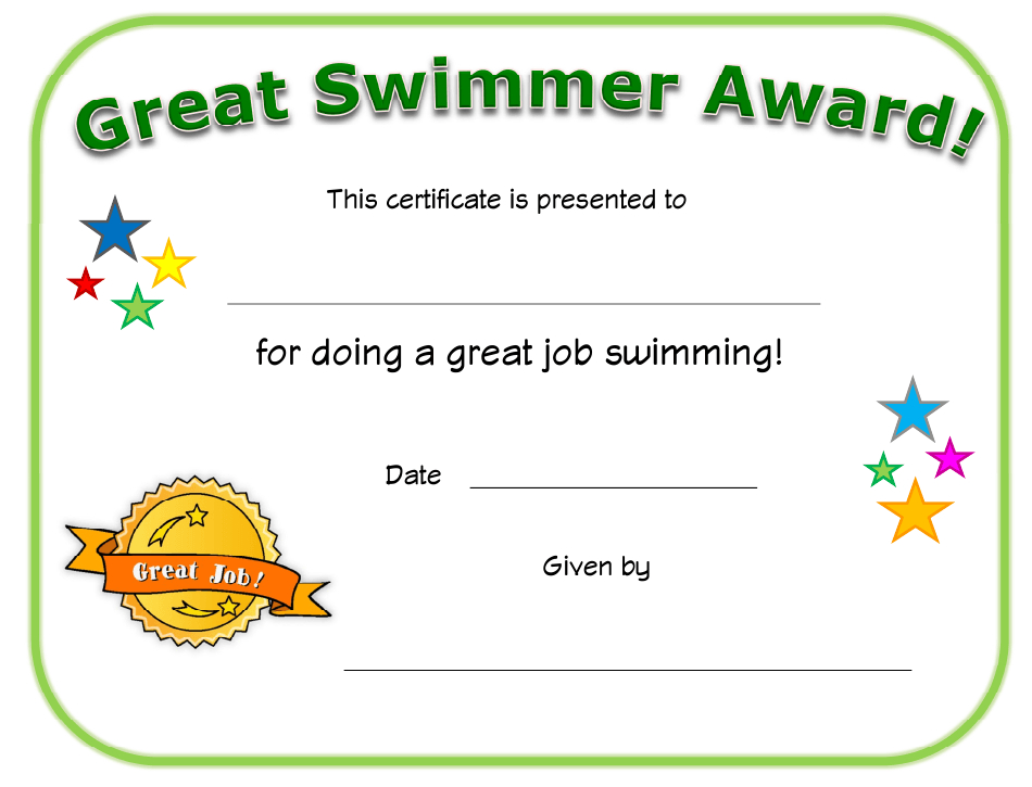 Free Free Swimming Certificate Templates