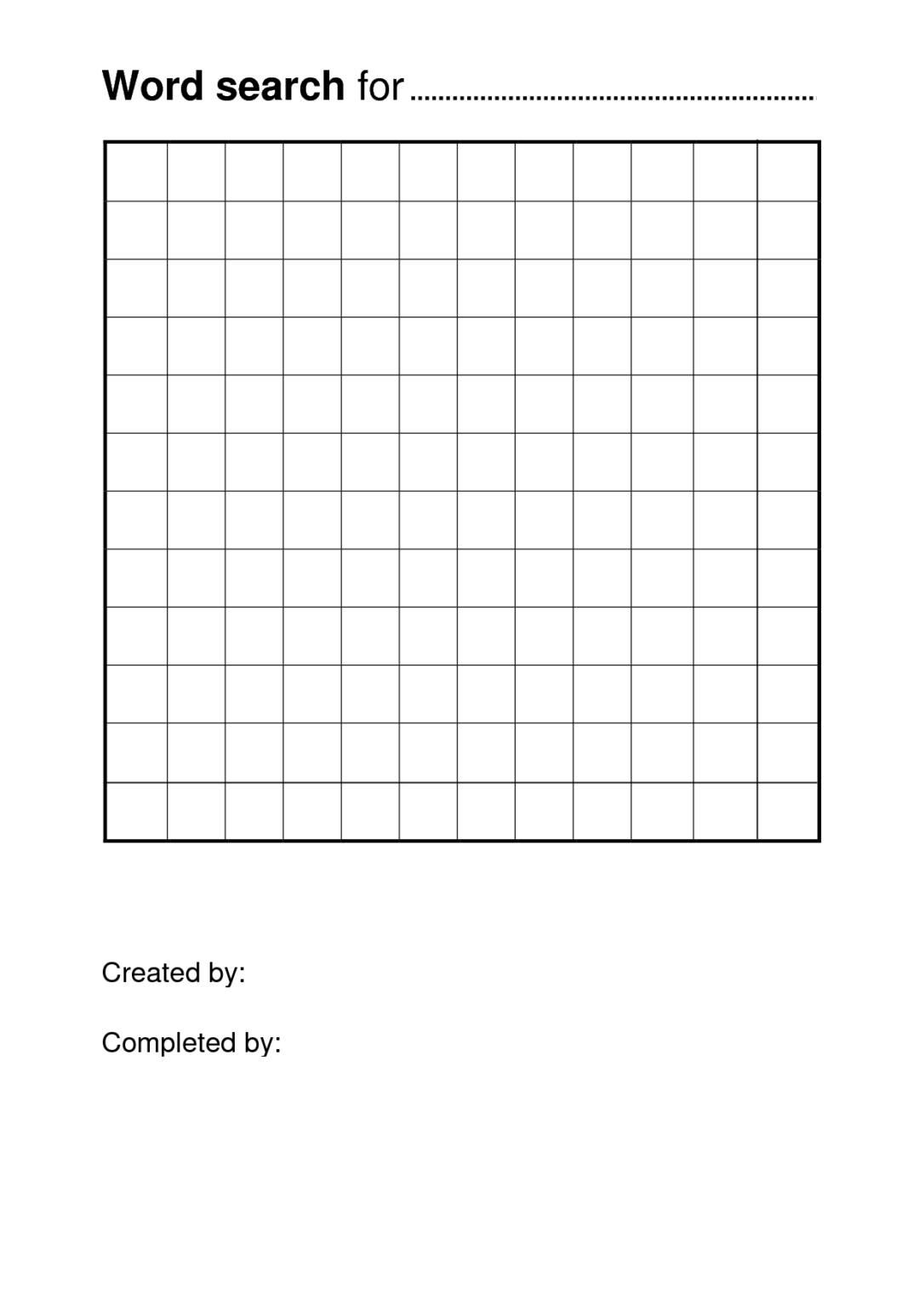 Fresh Blank Word Search Template Free