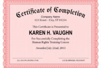 Fresh Certificate Of Completion Free Template Word