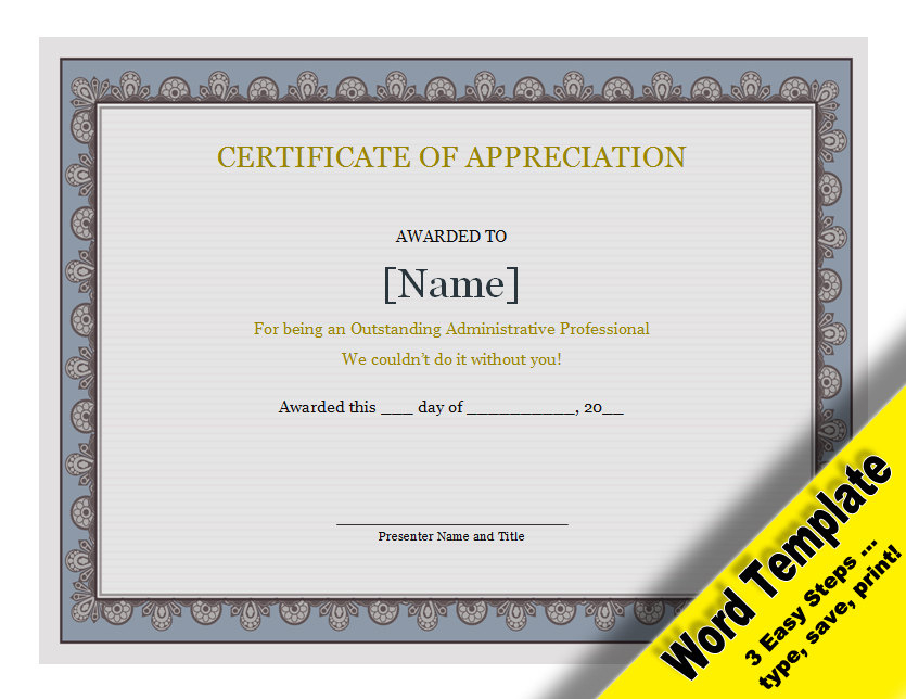 Fresh Certificate Of Recognition Word Template