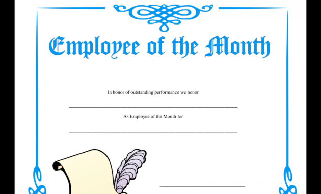 Fresh Employee Of The Month Certificate Templates