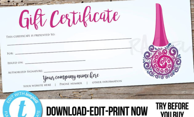 Fresh Nail Gift Certificate Template Free