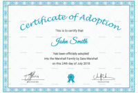 Fresh Pet Adoption Certificate Template
