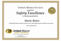 Fresh Safety Recognition Certificate Template