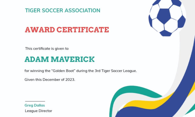 Fresh Soccer Certificate Template Free
