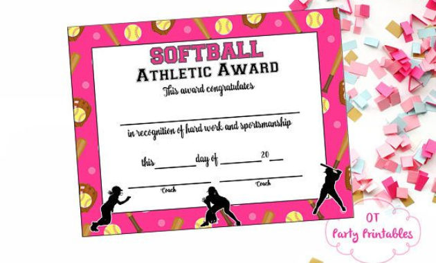 Fresh Softball Award Certificate Template