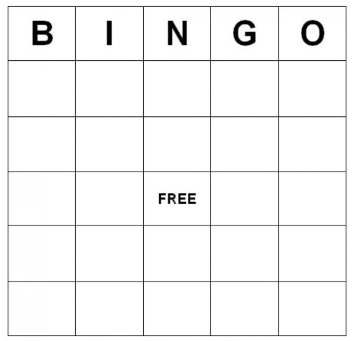 New Blank Bingo Card Template Microsoft Word